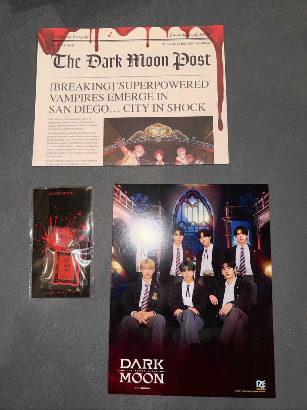 SDCC 2026 Dark Moon Enhypen Exclusive Keychain and Poster